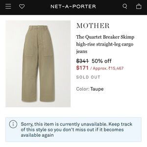 MOTHER High-Rise Cargo Pants in Taupe